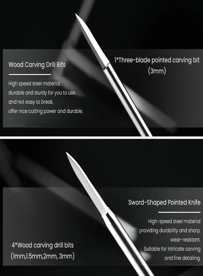 Serplex مجموعة رؤوس حفر نحت الخشب من سيربلكس، 6 قطع، متوافقة مع أداة دريميل الدوارة، مجموعة رؤوس حفر للنقش، أداة طحن للأعمال الخشبية اليدوية، مناسبة للنحت والحفر والنحت الدقيق. - Image 3